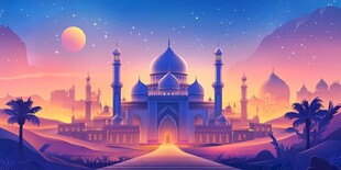 梦幻阿拉伯风格的璀璨夜景