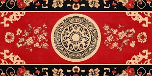 中式传统花卉圆形图案装饰