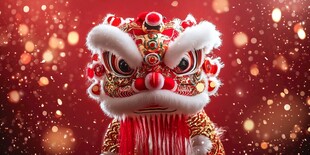 喜庆舞狮头 传统中国风