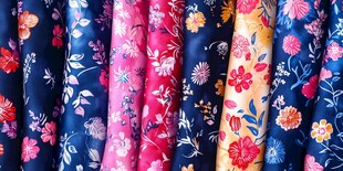 多彩花卉图案布料展示