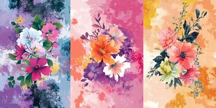 多彩花卉水彩图案背景