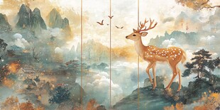 鹿立山水间 尽显自然之美