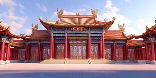 中式古典庙宇建筑景观