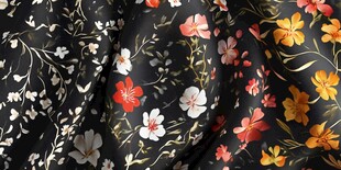 多彩花卉图案布料展示