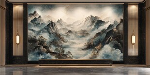 中式山水背景墙 意境深远