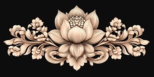 中式木雕莲花精美纹饰