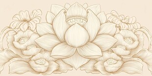 中式花卉线描图