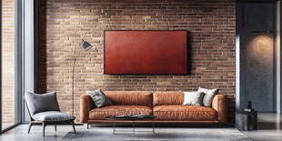 工业风客厅沙发砖墙布置