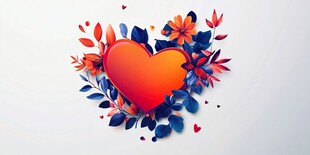 心形花卉装饰图