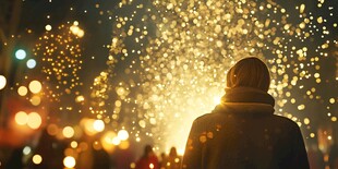 烟火下的孤独背影