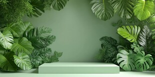 绿植环绕的清新展示平台