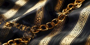 黑金链条搭华丽花纹织物