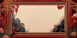 中式古典边框风景背景图