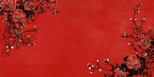 中国风红底花卉装饰背景