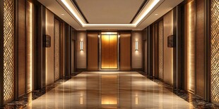 豪华大气的酒店电梯走廊