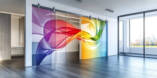 多彩动感艺术玻璃隔断空间