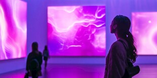 女孩沉浸于梦幻艺术展览