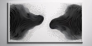 黑白动感线条抽象艺术画