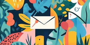 多彩插画中的信件元素