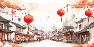 古街灯笼景 尽显中式韵味