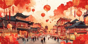 古风街道庆佳节热闹景象