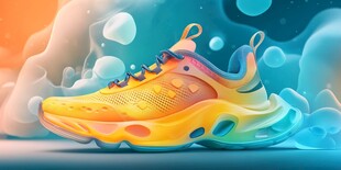 梦幻炫彩运动鞋创意插画