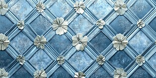 蓝色浮雕花朵瓷砖纹理