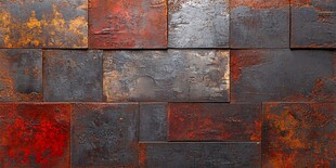 复古锈蚀金属瓷砖墙面