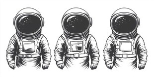 三个宇航员插画形象