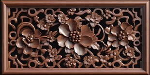 中式木雕花卉装饰艺术品