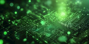 科技感绿色电路板背景图