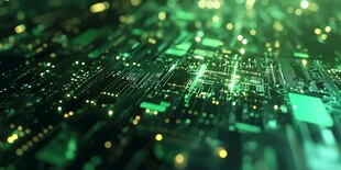 科技感绿色电路板背景图