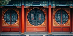 中式古典红门窗建筑之美