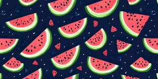 西瓜图案背景的夏日风情