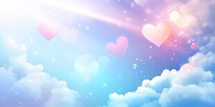 梦幻天空飘爱心浪漫场景