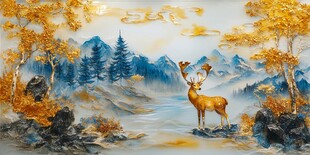 金秋山林间的优雅麋鹿