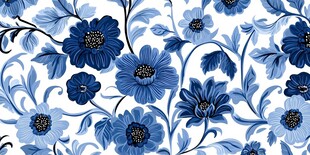 蓝白花卉图案背景