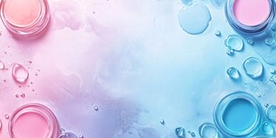 梦幻色彩化妆品与水滴画面