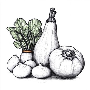 手绘蔬菜静物组合