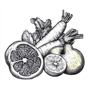 手绘蔬果组合插画