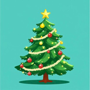 装饰精美的卡通圣诞树