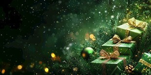 圣诞绿礼 节日温馨氛围图景