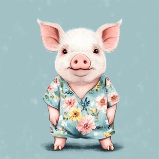 穿花衣的可爱小猪