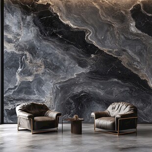 现代风大理石墙配皮质座椅