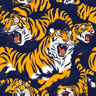 咆哮虎群无缝图案设计