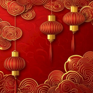 喜庆中式红灯笼祥云背景
