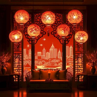 中式客厅的古韵灯笼装饰