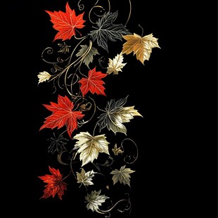 枫叶藤蔓装饰图案设计