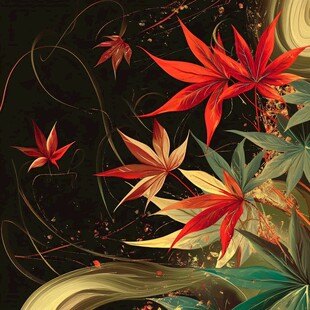 秋意枫叶绚丽插画