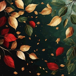 秋日落叶纷飞的浪漫景象